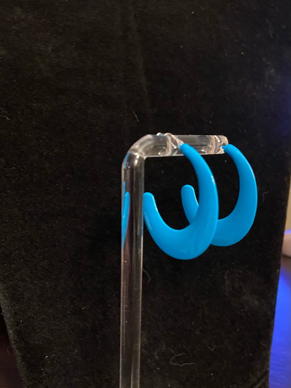 Blue Crescent Hoop Earrings - Women Jewelry